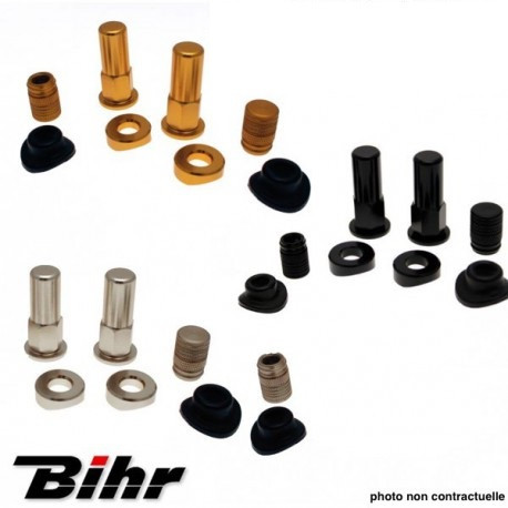 Kit écrou pour gripster BIHR Noir - Alu ou Or avec capuchon et joints de valve